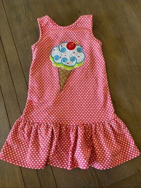Younglad Hot Pink Polka Dot Ice Cream Girls' Dress